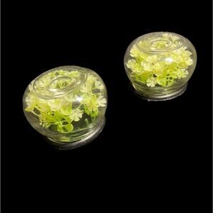 1960’s Bubble Terrarium Floral Candlestick Holders
